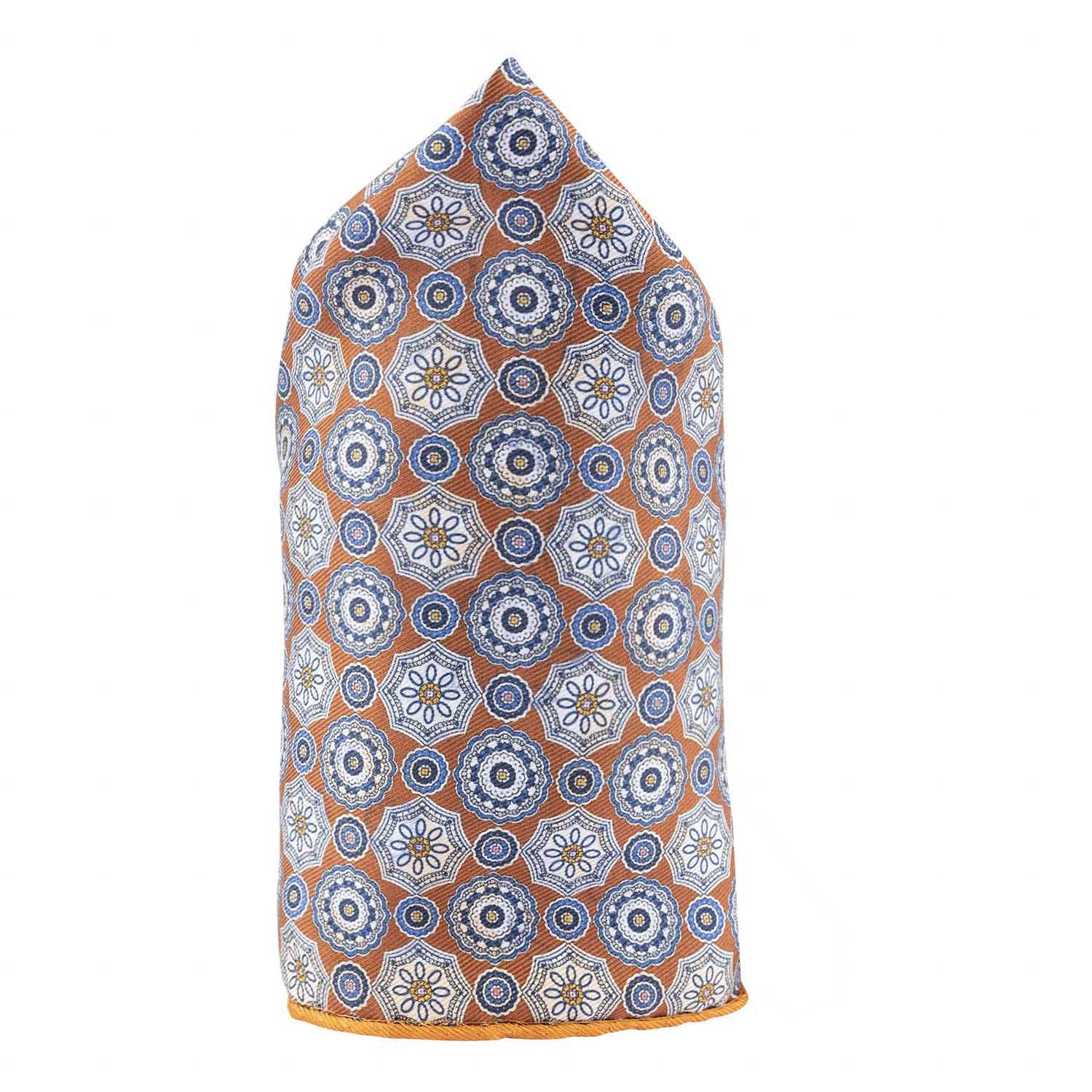 Orange Paisley Reversible Pocket Square for Men