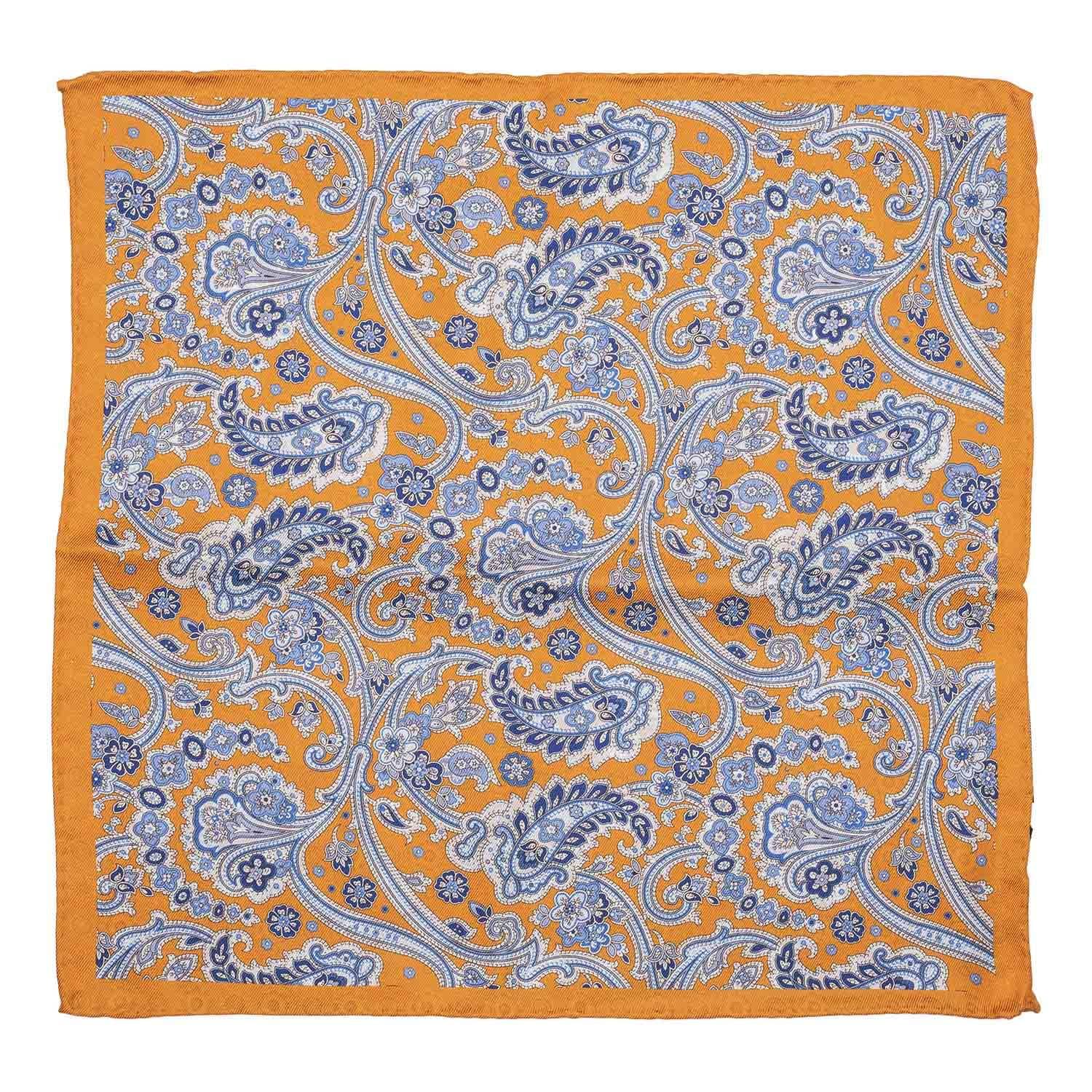 Orange Paisley Reversible Pocket Square for Men
