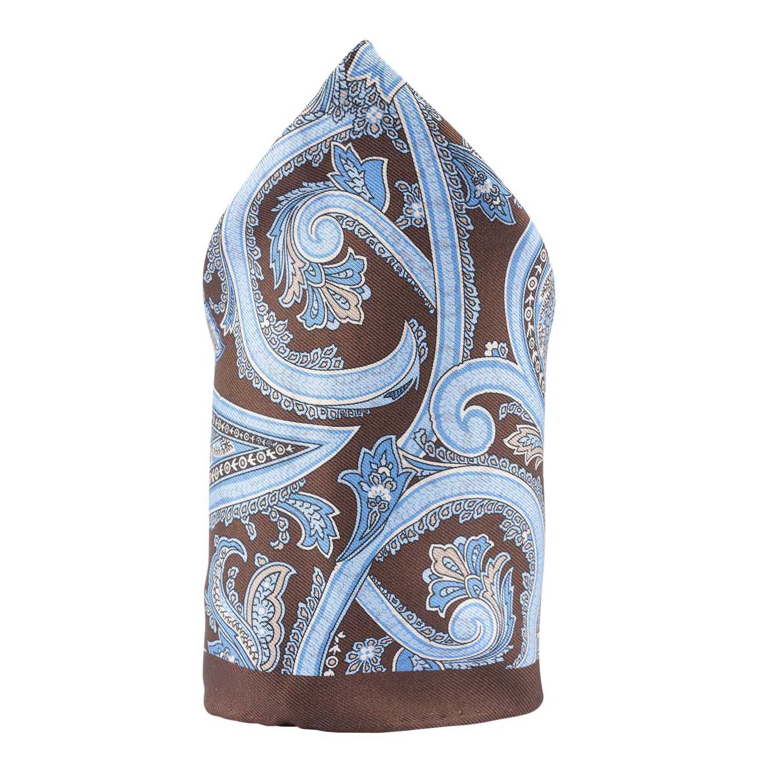 Brown Paisley Reversible Pocket Square for Men