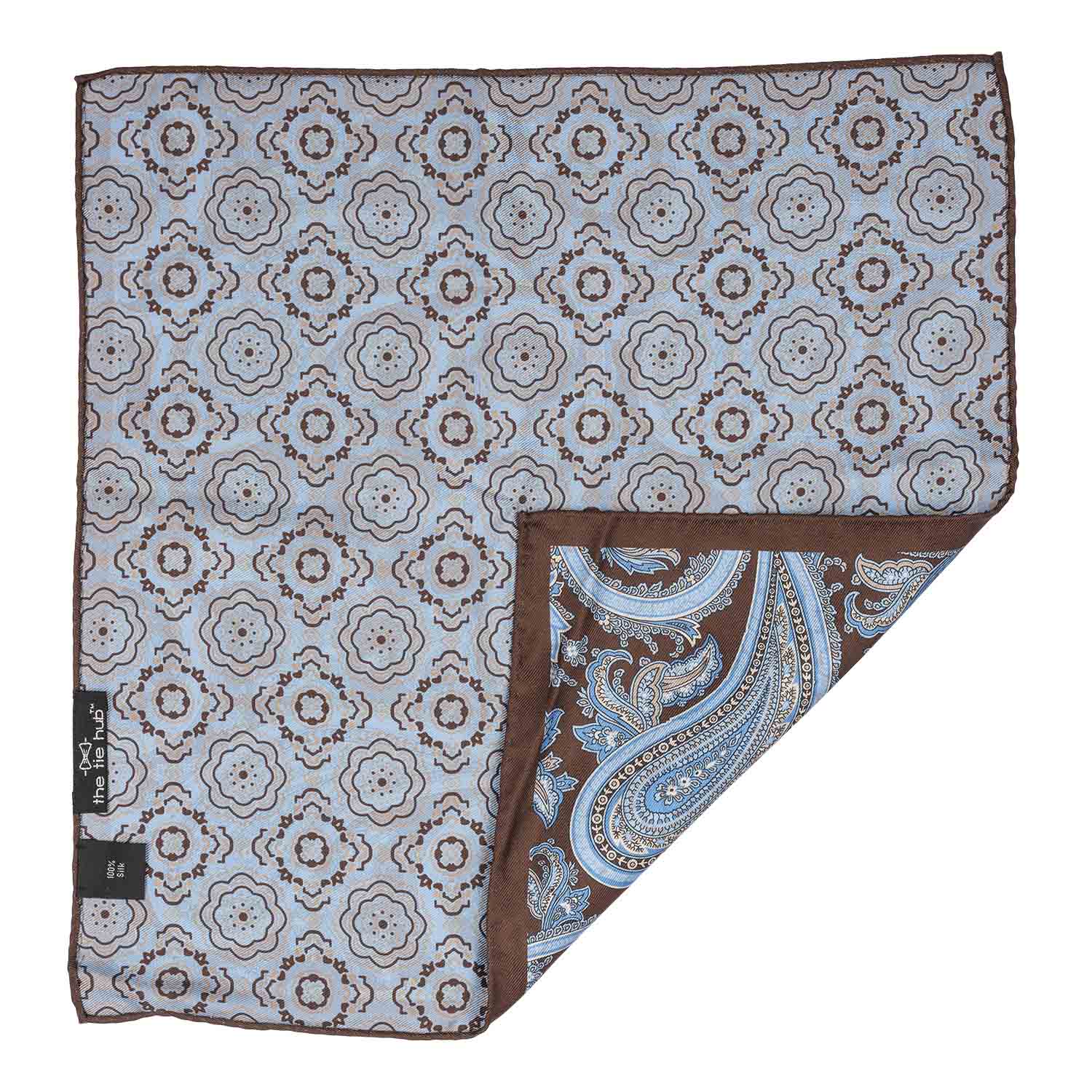 Brown Paisley Reversible Pocket Square for Men