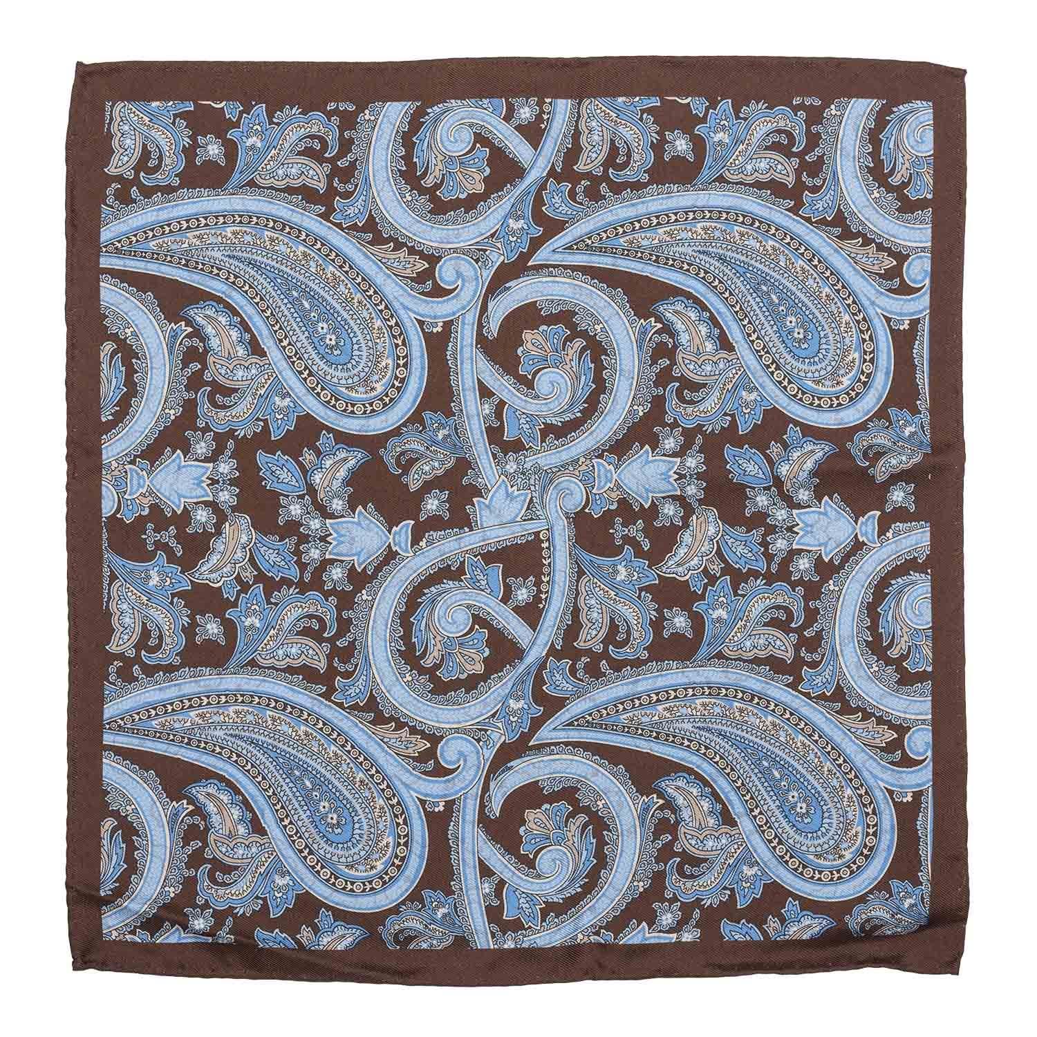 Brown Paisley Reversible Pocket Square for Men
