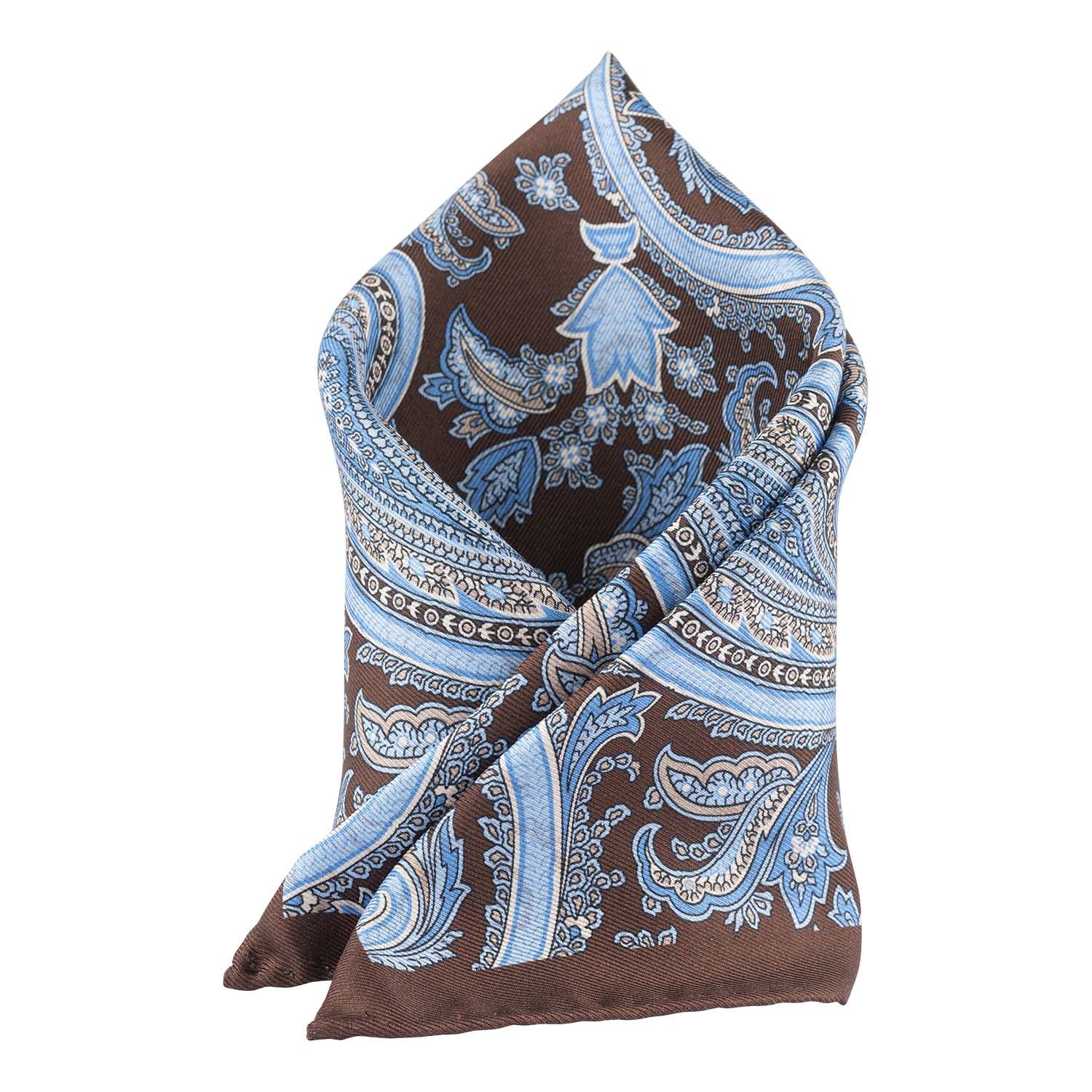 Brown Paisley Reversible Pocket Square for Men