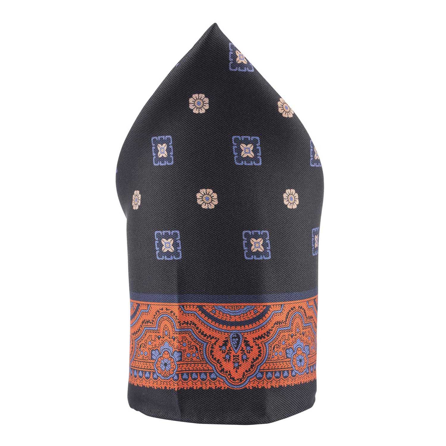 Orange Paisley Reversible Pocket Square for Men