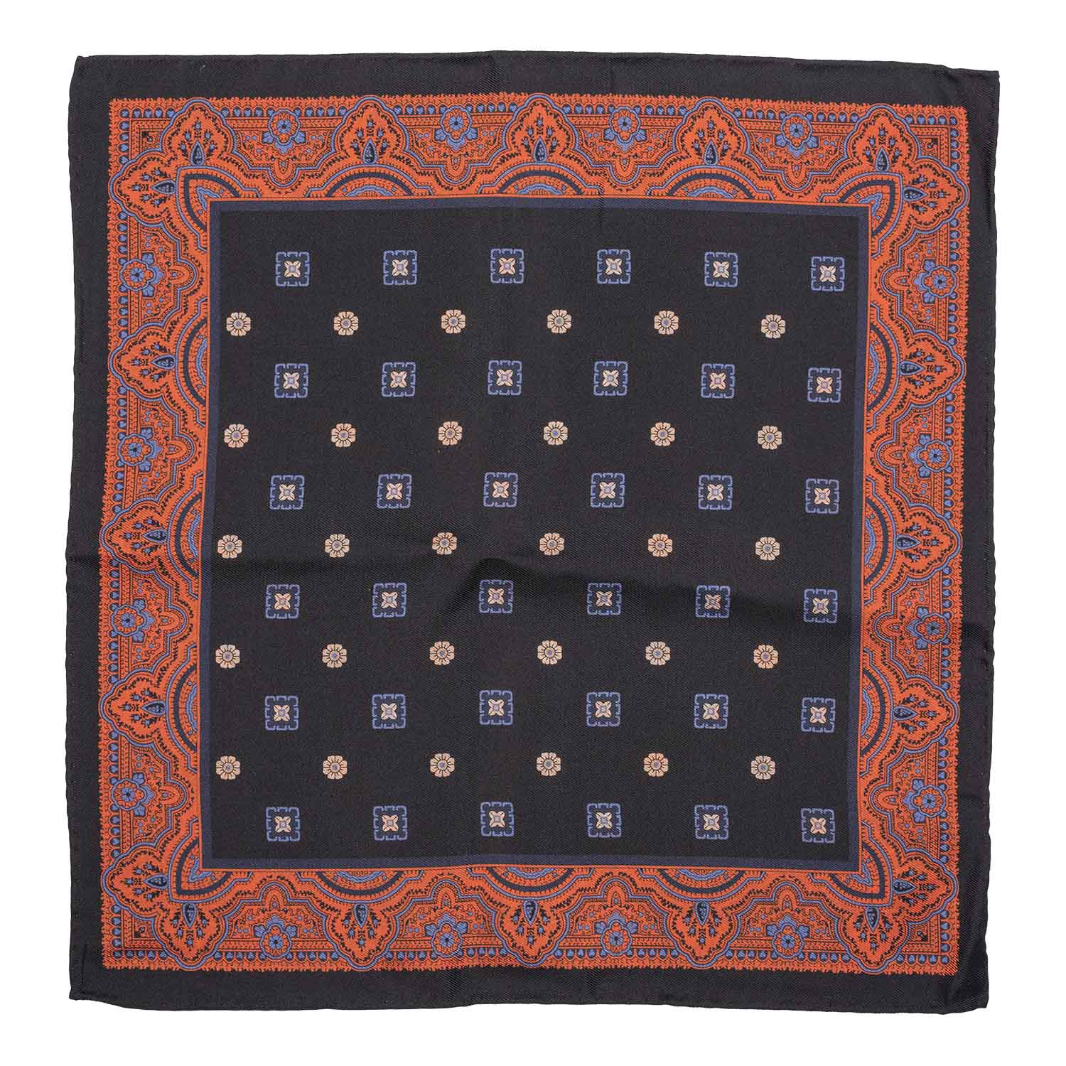 Orange Paisley Reversible Pocket Square for Men