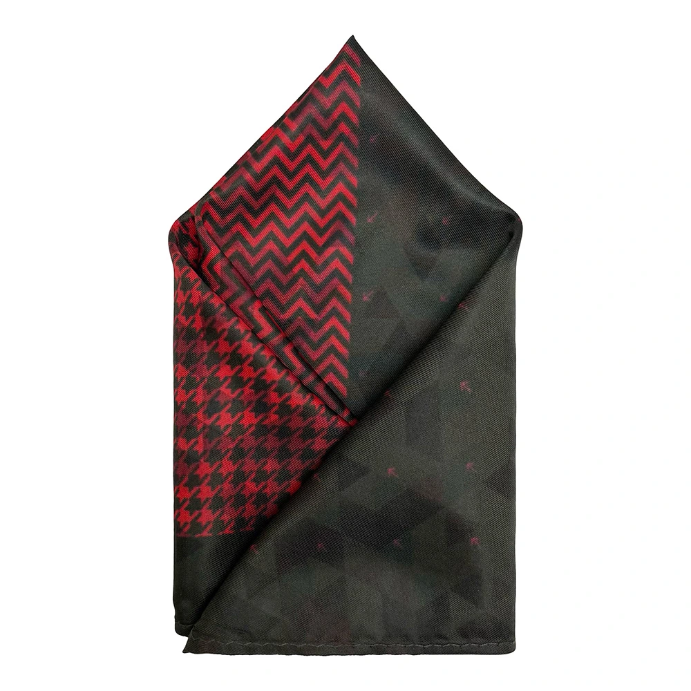 Black Geometric Reversible Pocket Square for Men