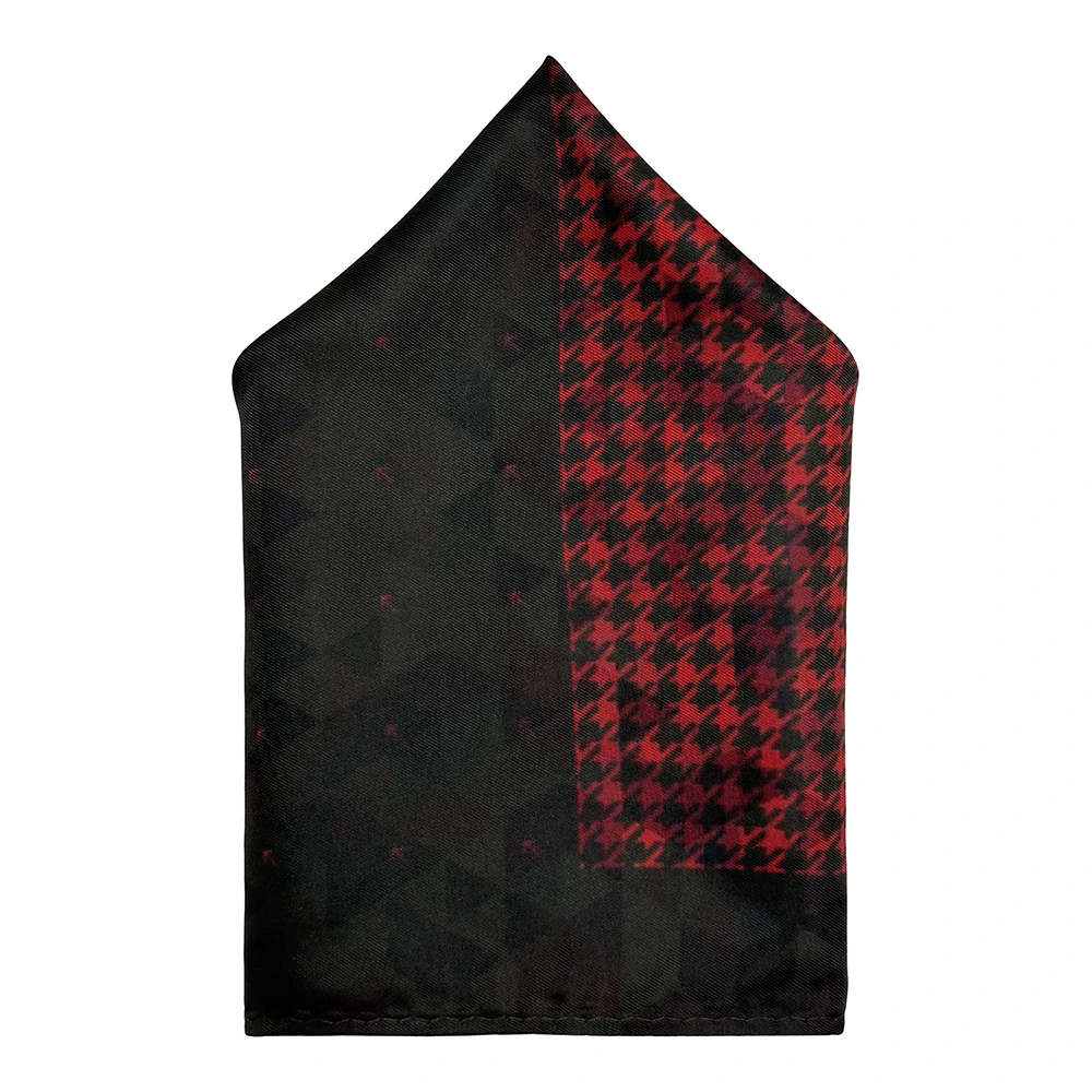 Black Geometric Reversible Pocket Square for Men