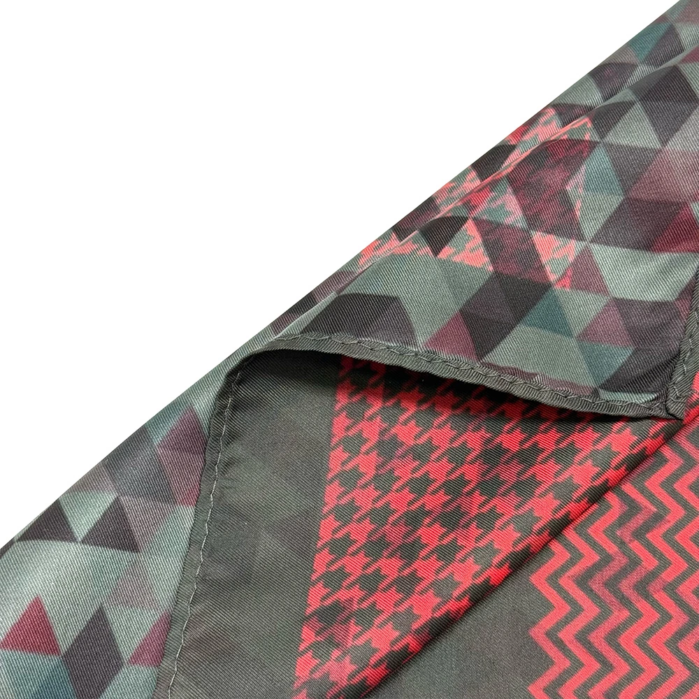 Black Geometric Reversible Pocket Square for Men