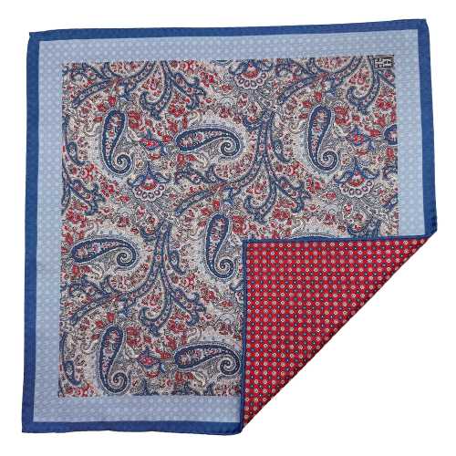 Blue Paisley Reversible Pocket Square for Men