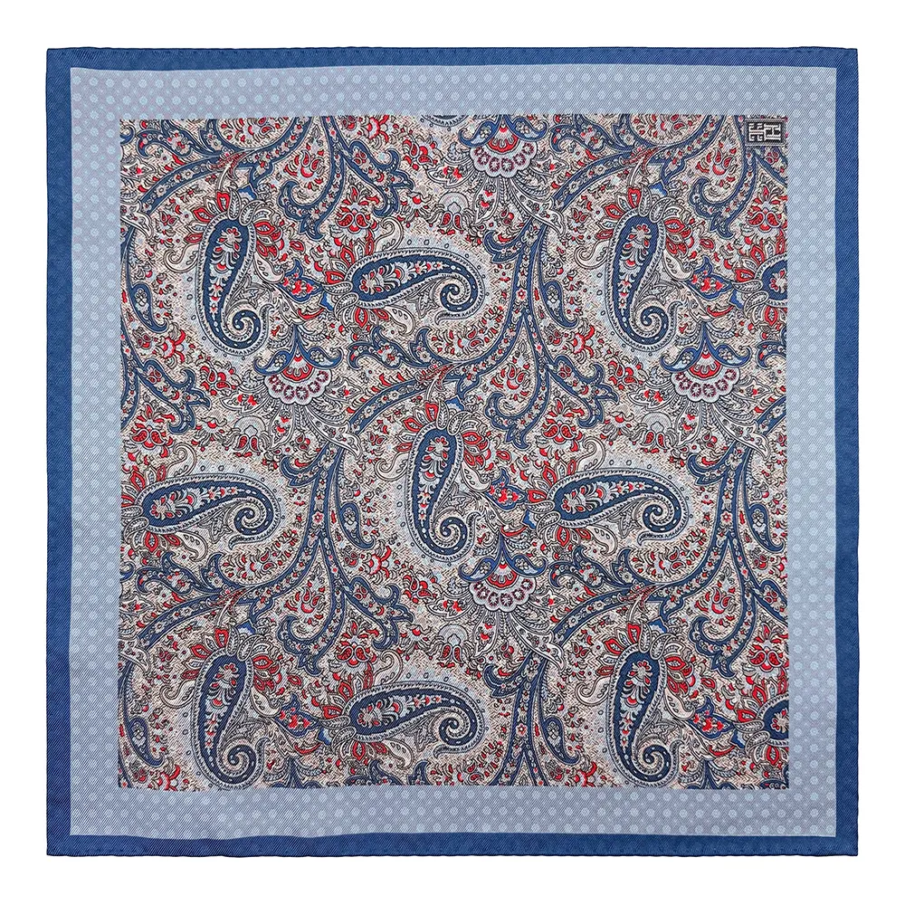 Blue Paisley Reversible Pocket Square for Men