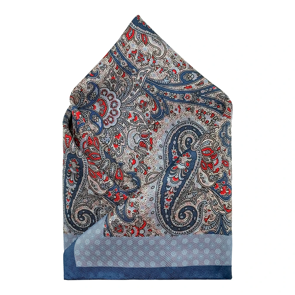 Blue Paisley Reversible Pocket Square for Men