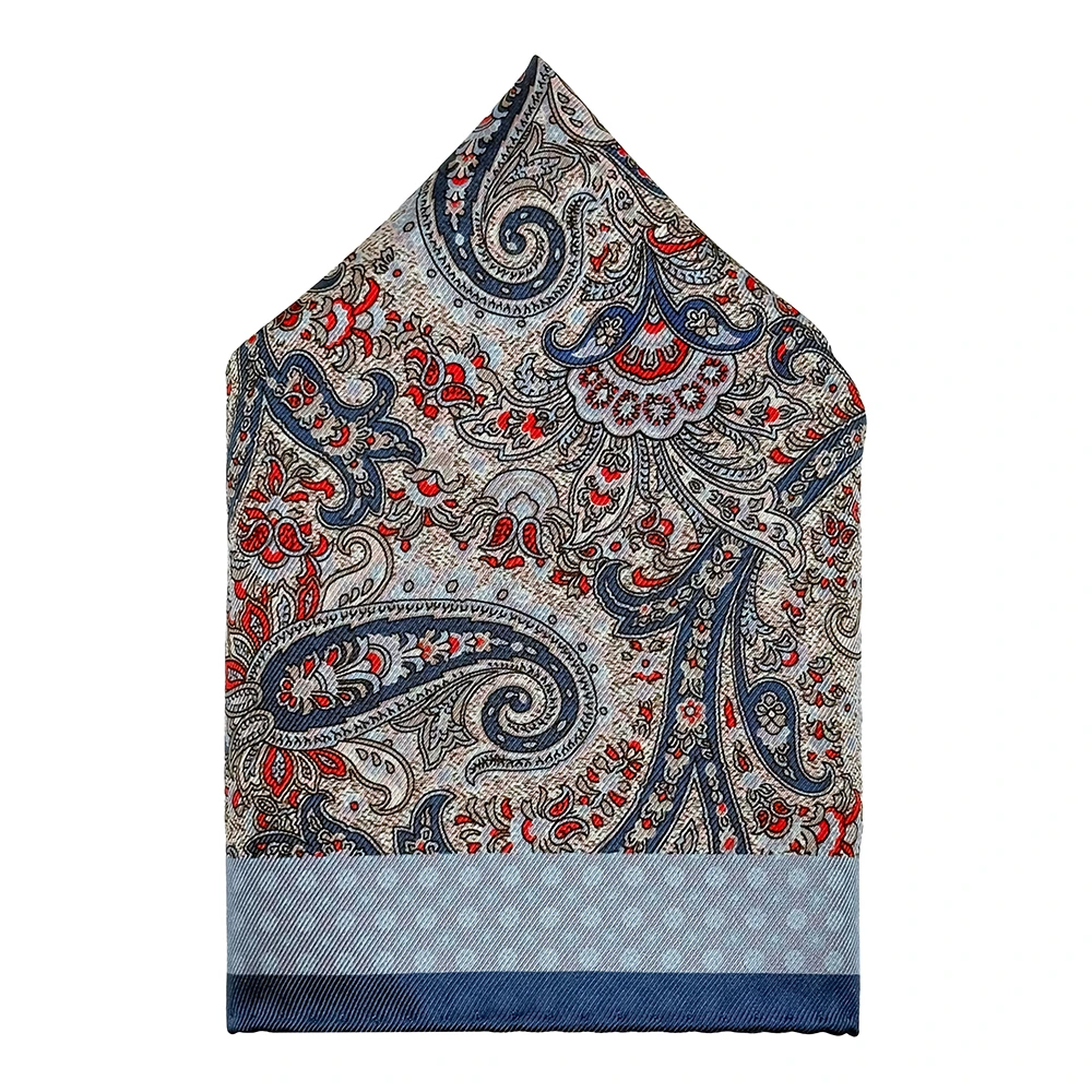 Blue Paisley Reversible Pocket Square for Men