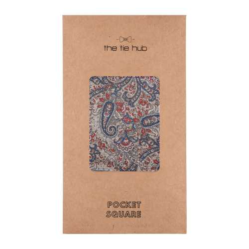 Blue Paisley Reversible Pocket Square for Men