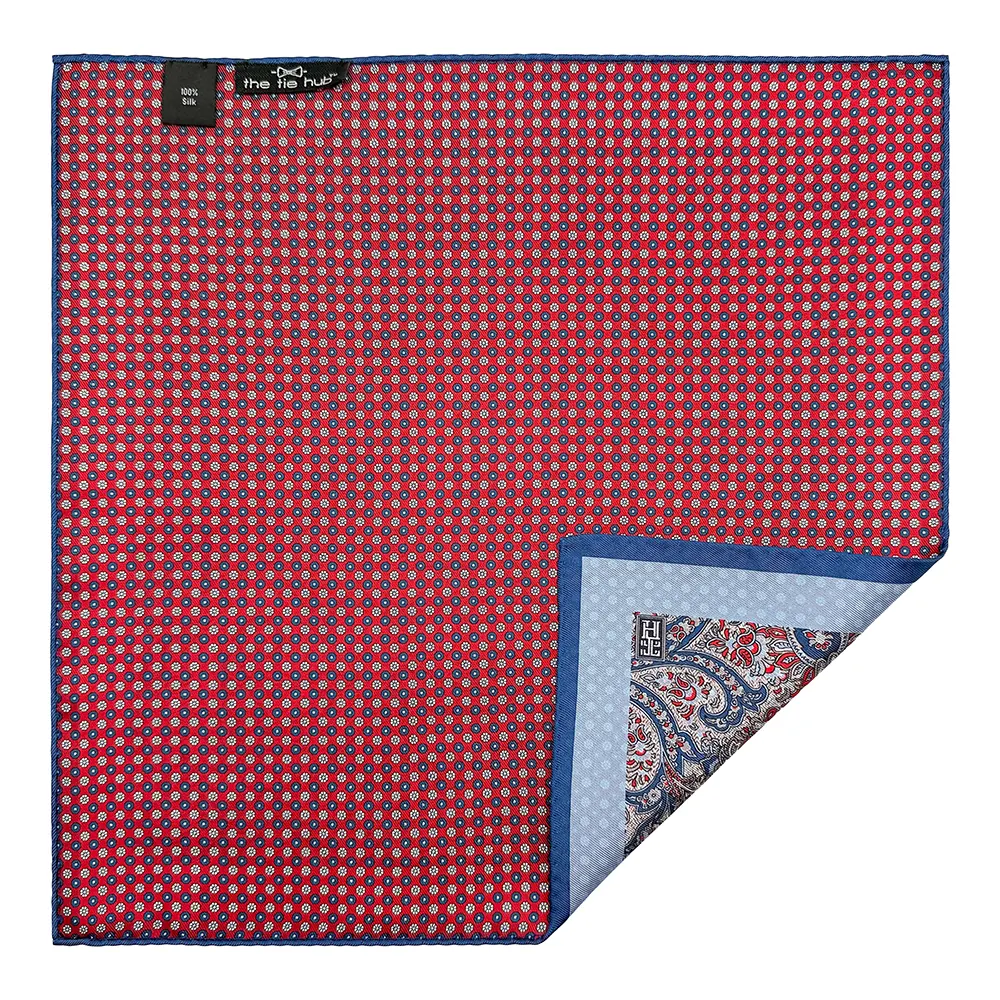 Blue Paisley Reversible Pocket Square for Men