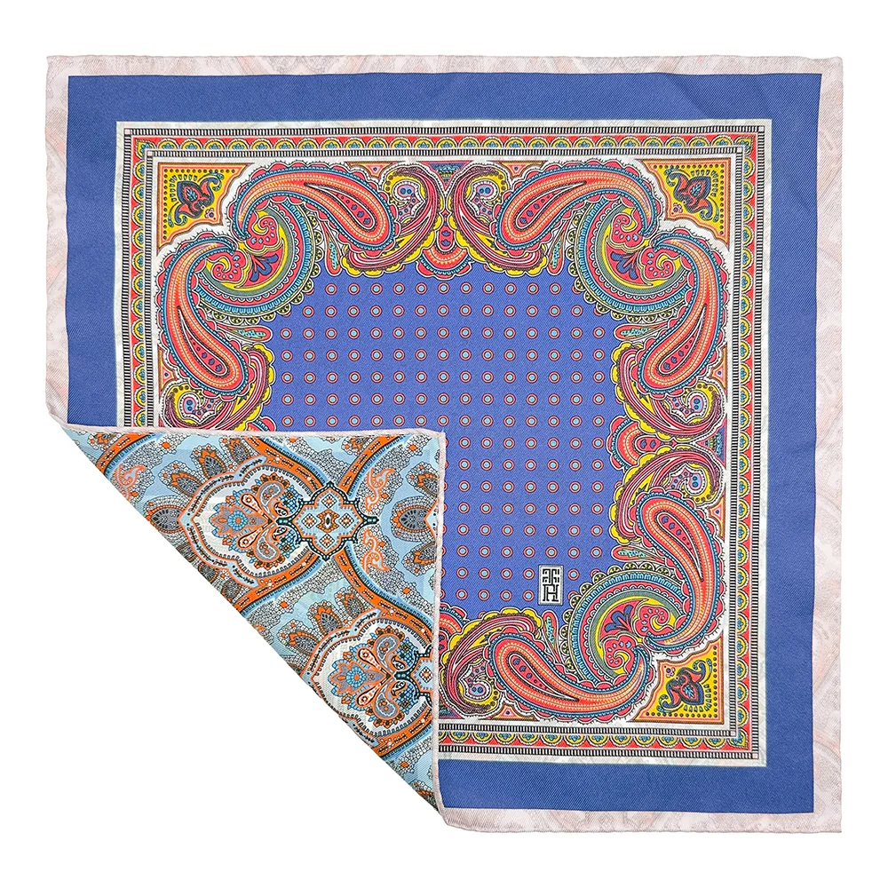 Multicolor Paisley Reversible Pocket Square for Men