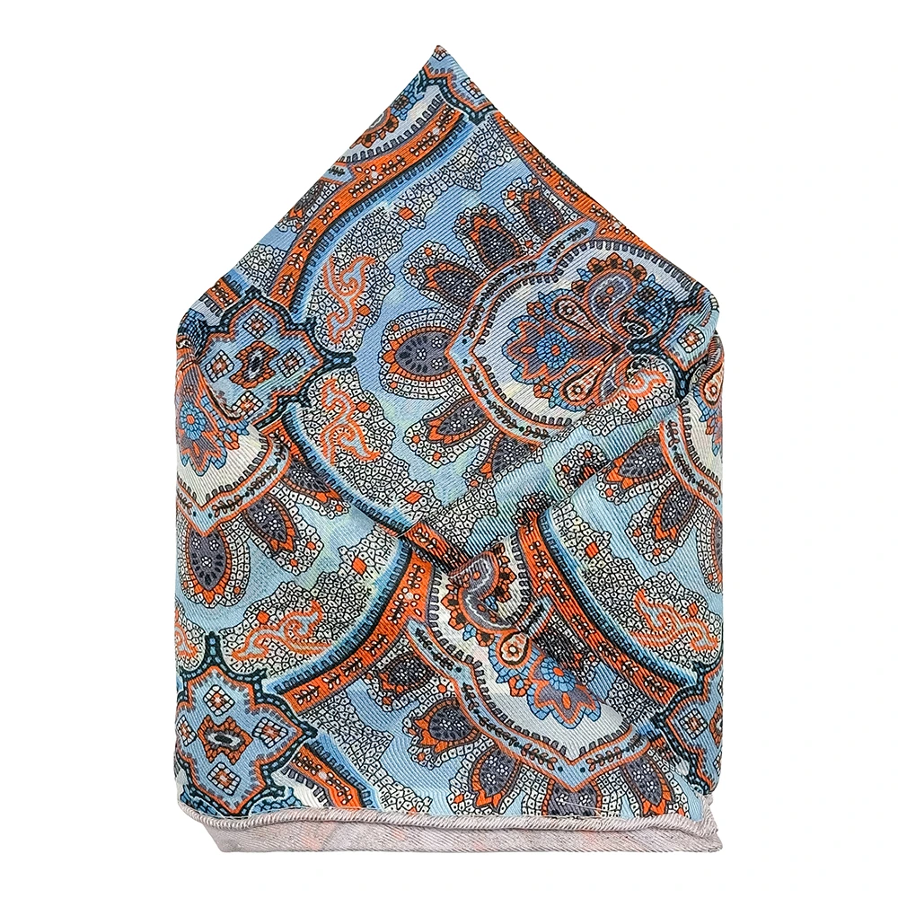 Multicolor Paisley Reversible Pocket Square for Men