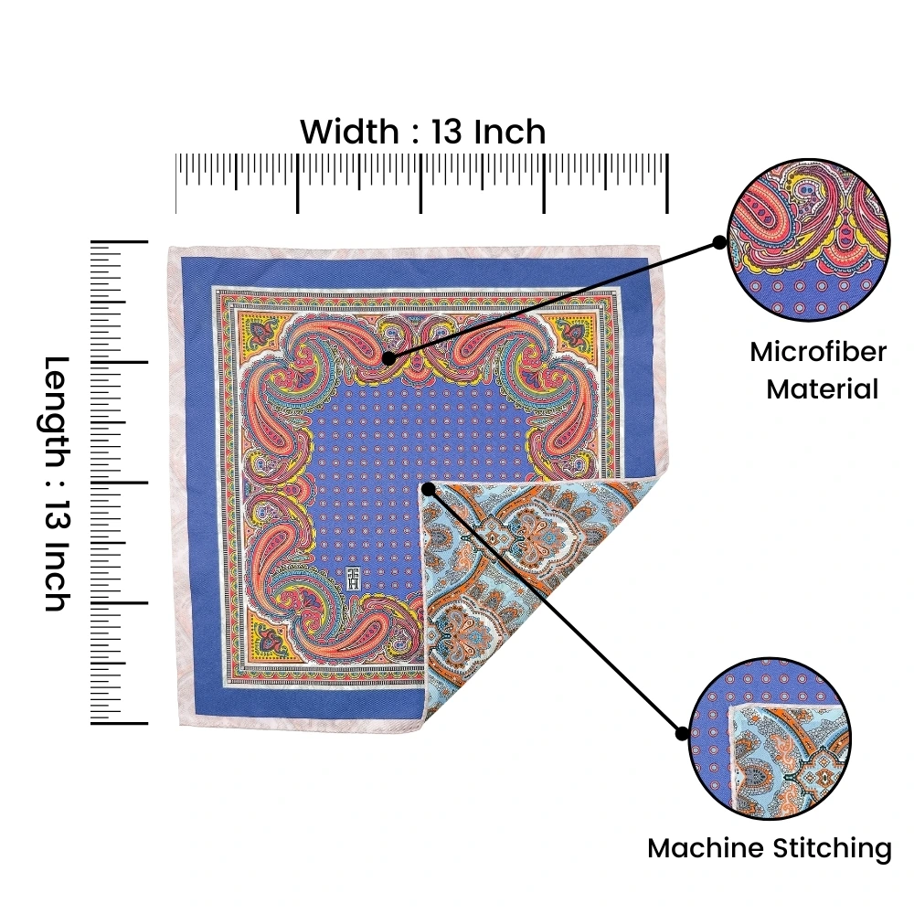 Multicolor Paisley Reversible Pocket Square for Men