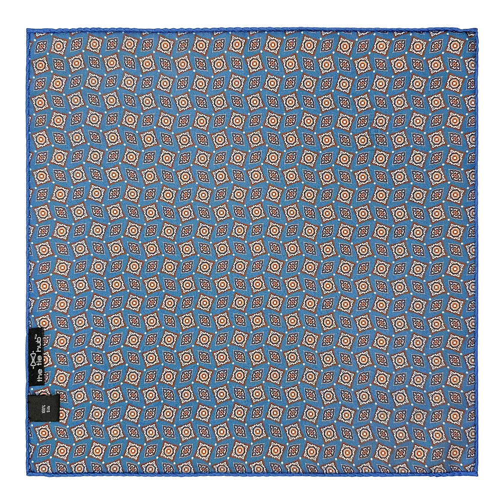 Orange Paisley Reversible Pocket Square for Men
