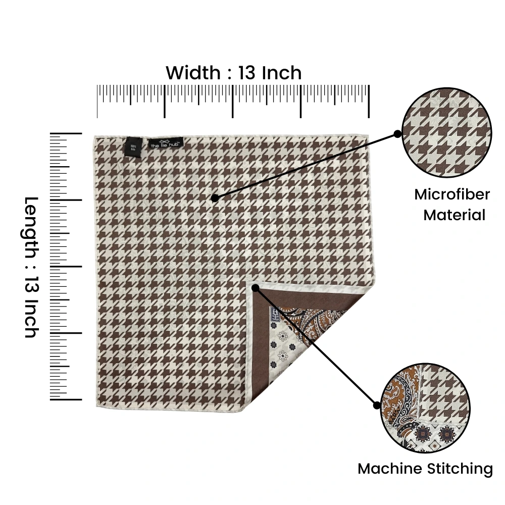 Brown Paisley Reversible Pocket Square for Men
