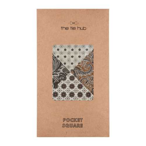 Brown Paisley Reversible Pocket Square for Men