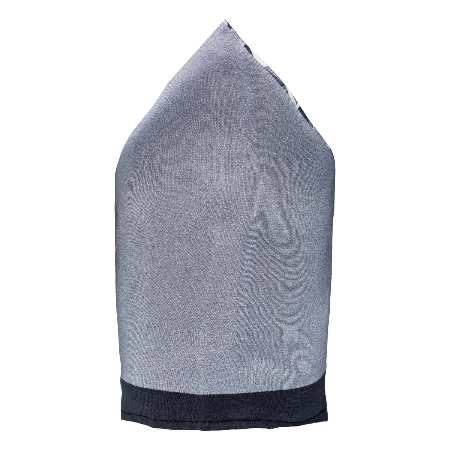 Festival Print Gray And White 100% Silk Pocket Square