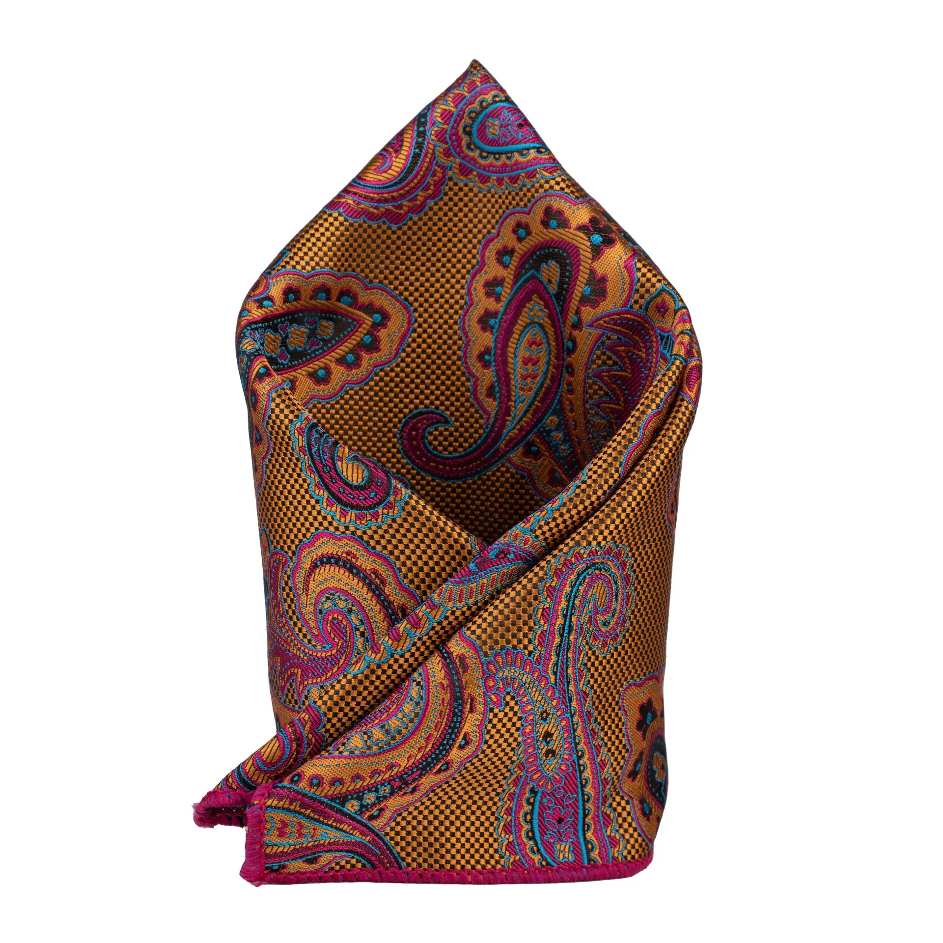 Orange Paisley Pocket Square for Men