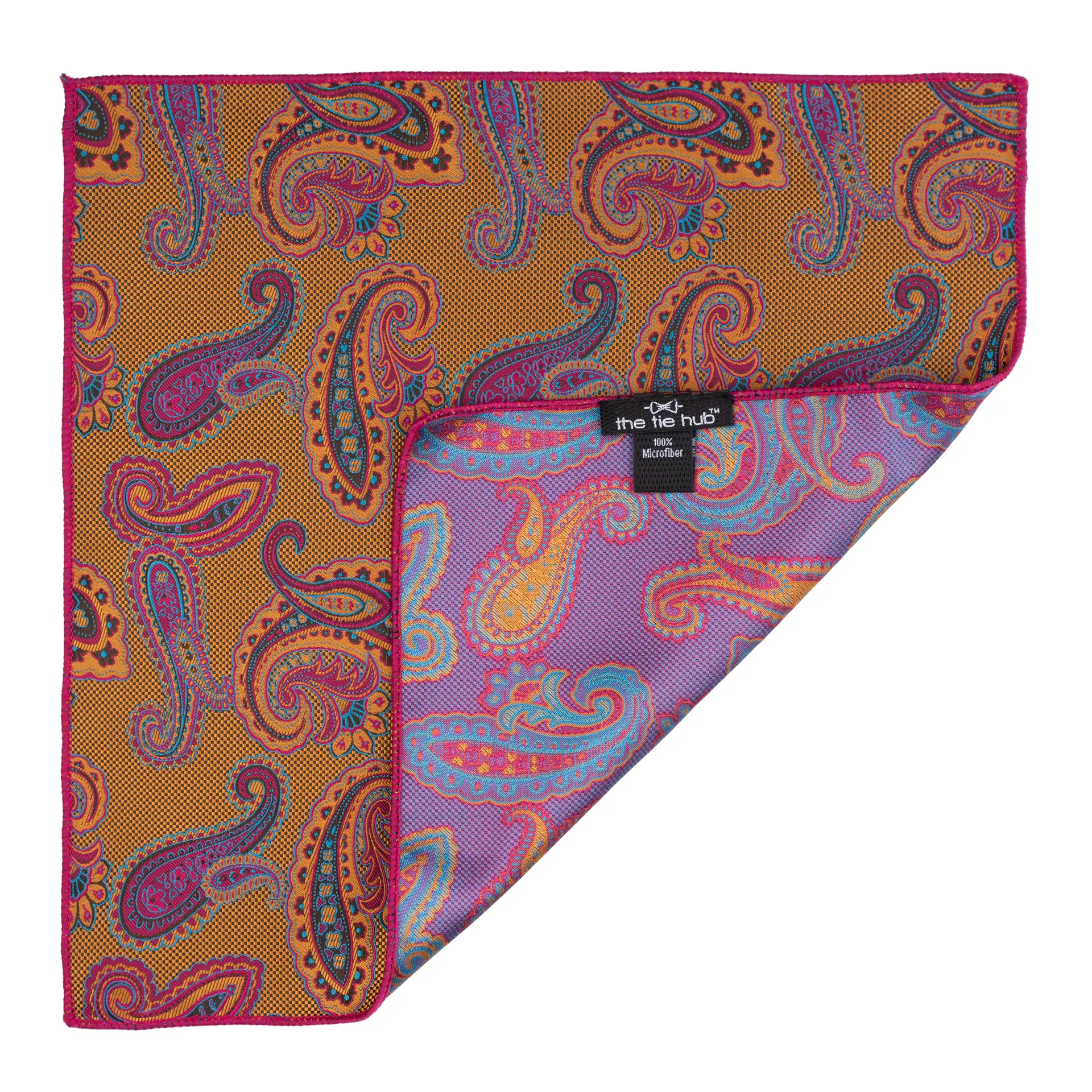 Orange Paisley Pocket Square for Men