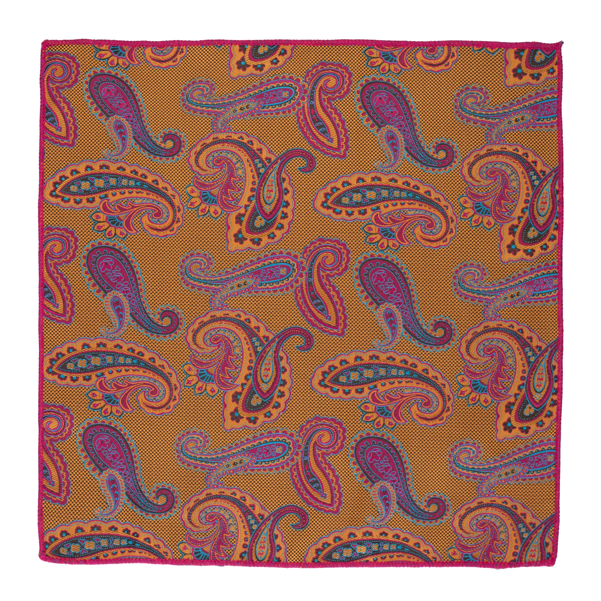 Orange Paisley Pocket Square for Men