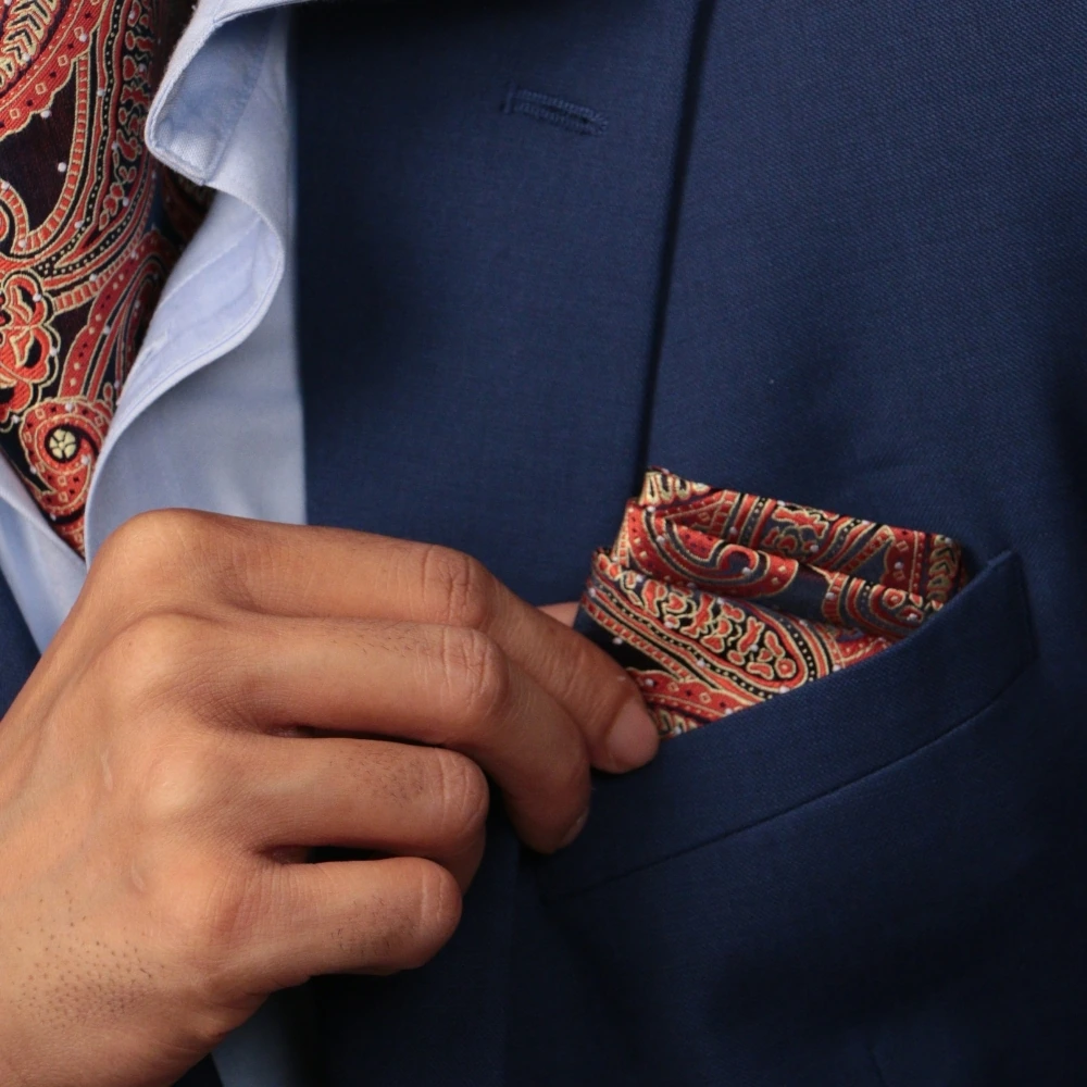 Orange Paisley Pocket Square for Men