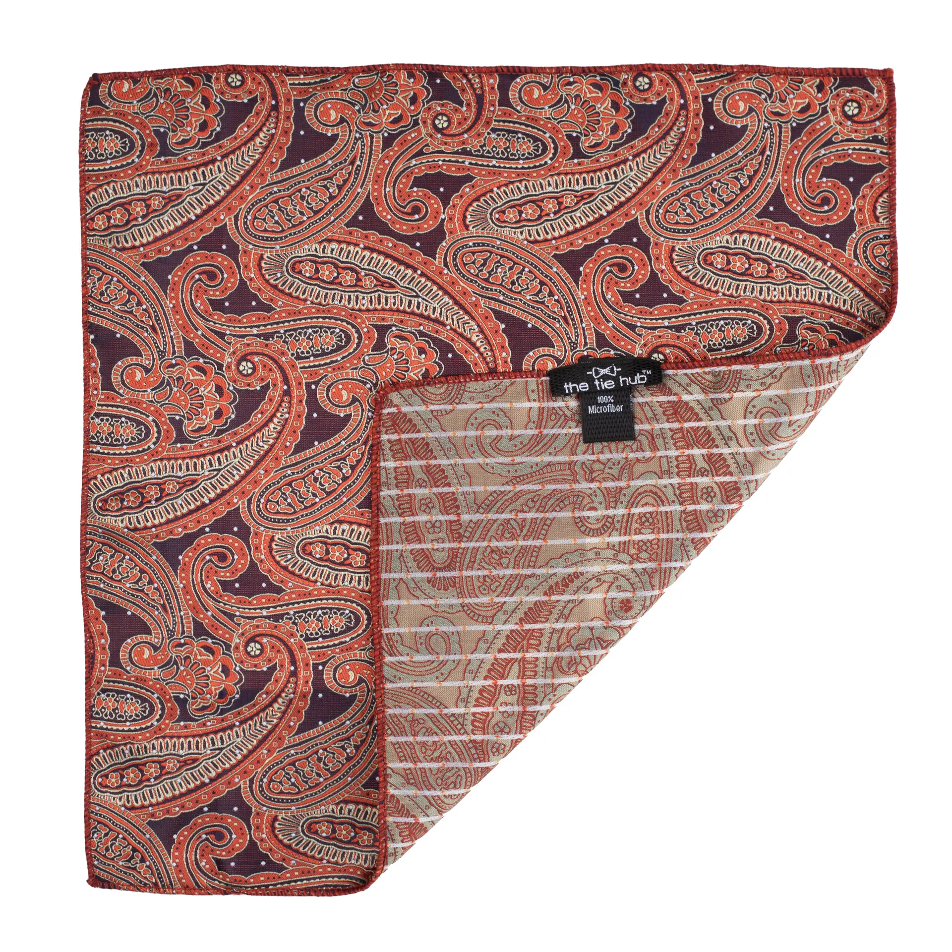 Orange Paisley Pocket Square for Men