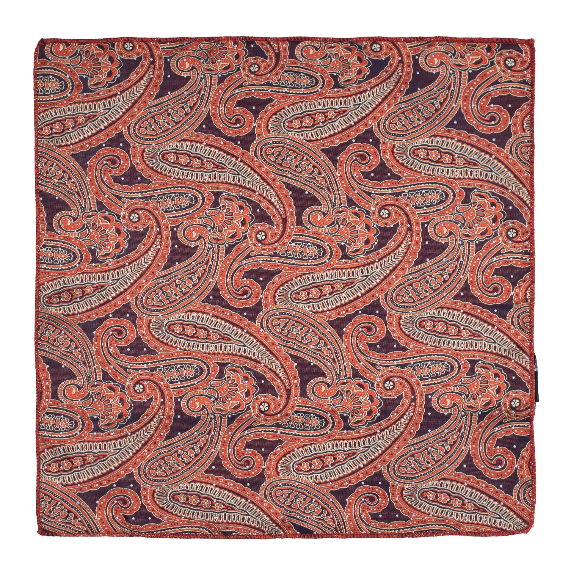 Orange Paisley Pocket Square for Men
