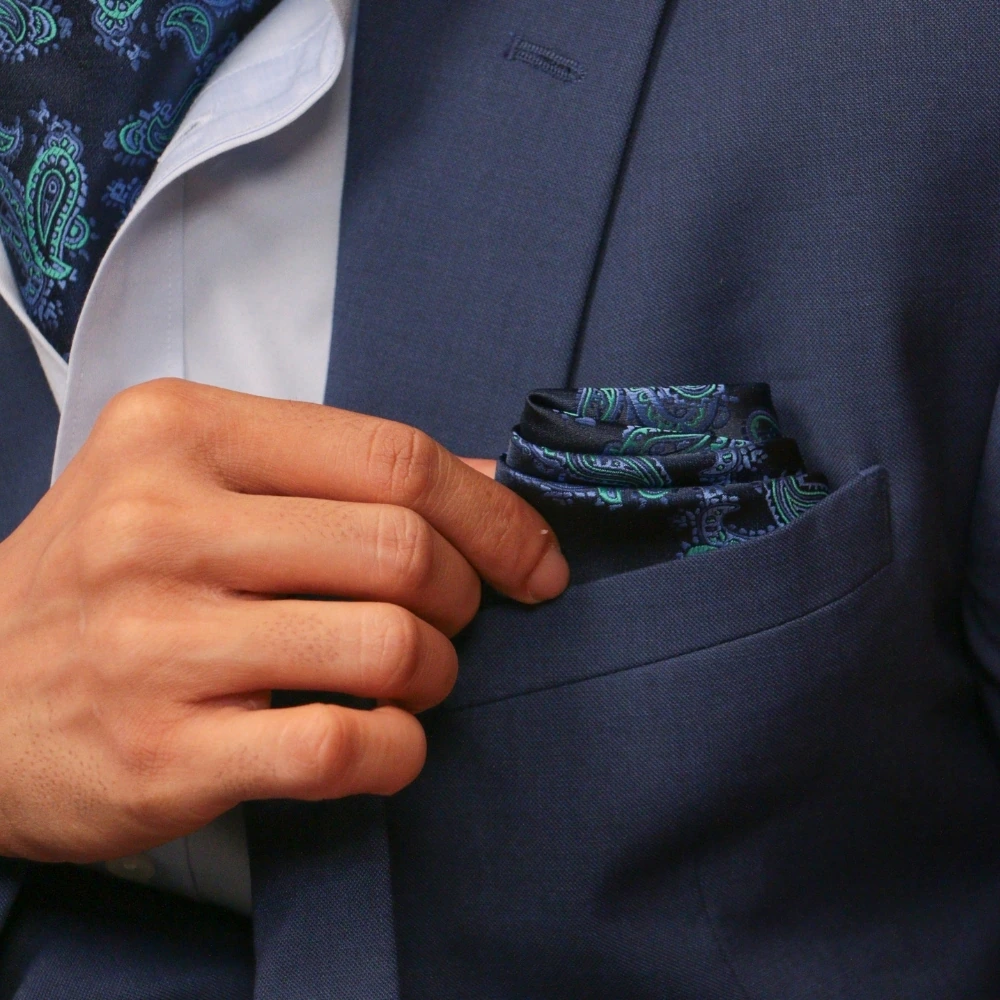 Blue Paisley Pocket Square for Men