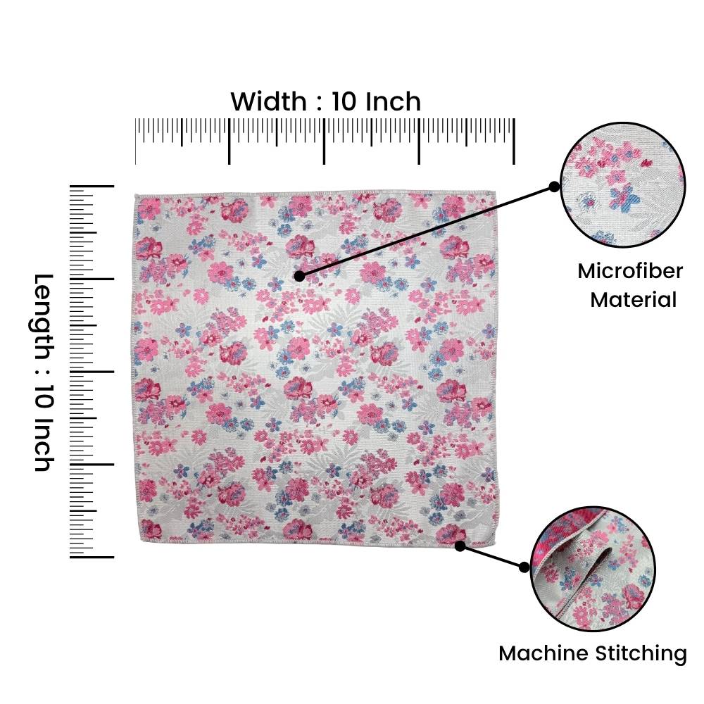Pink Floral Pocket Square for Men