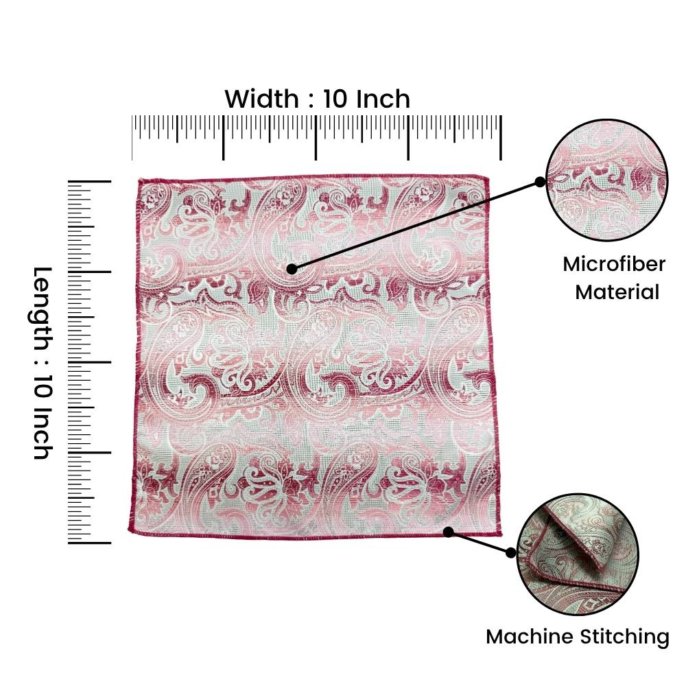 Pink Paisley Pocket Square for Men