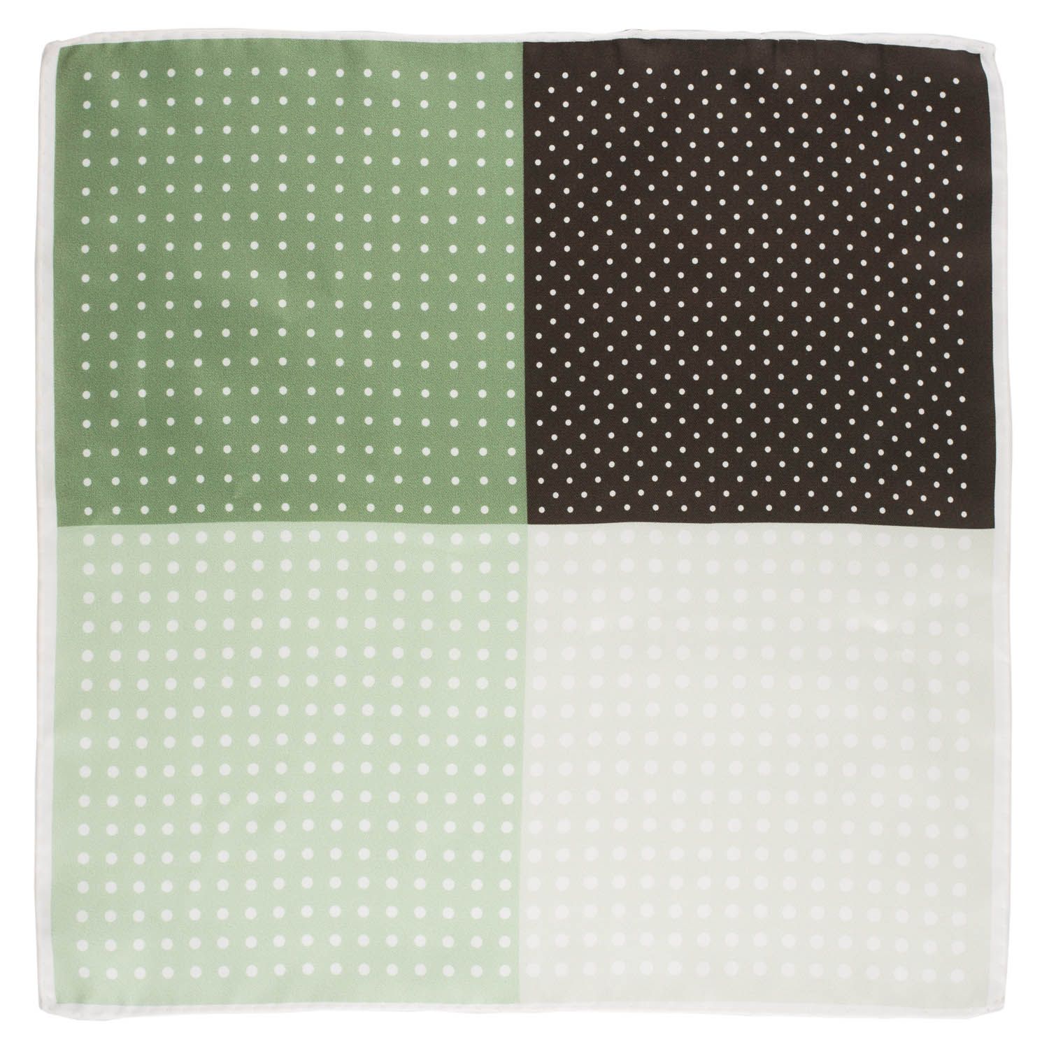 Green Polka Dot Italian Silk Pocket Square for Men