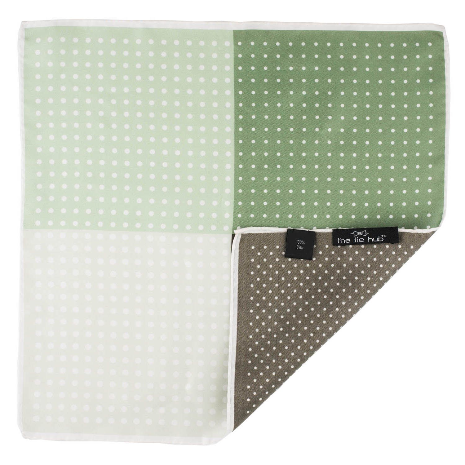 Green Polka Dot Italian Silk Pocket Square for Men