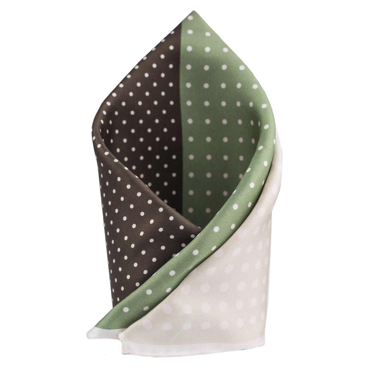 Green Polka Dot Italian Silk Pocket Square for Men
