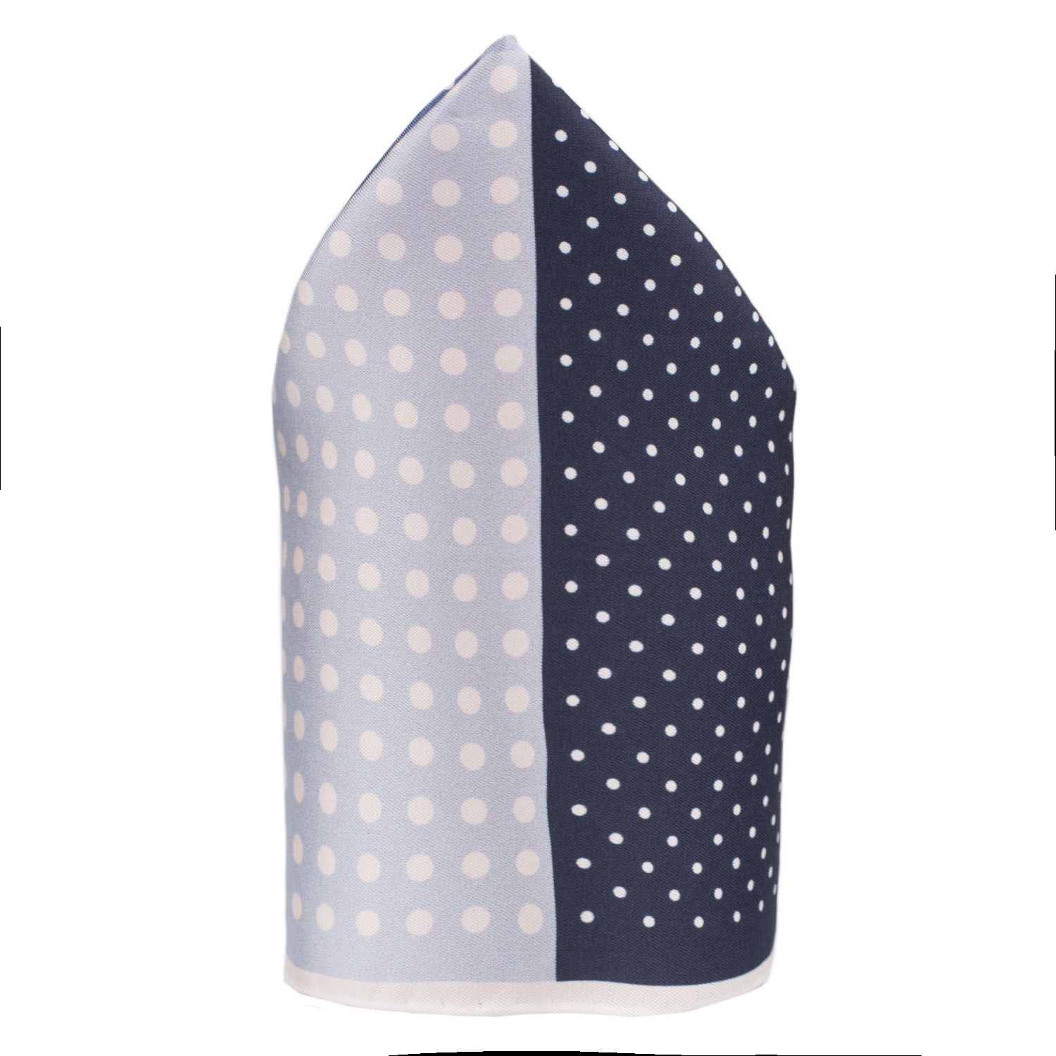Blue Polka Dot Italian Silk Pocket Square for Men