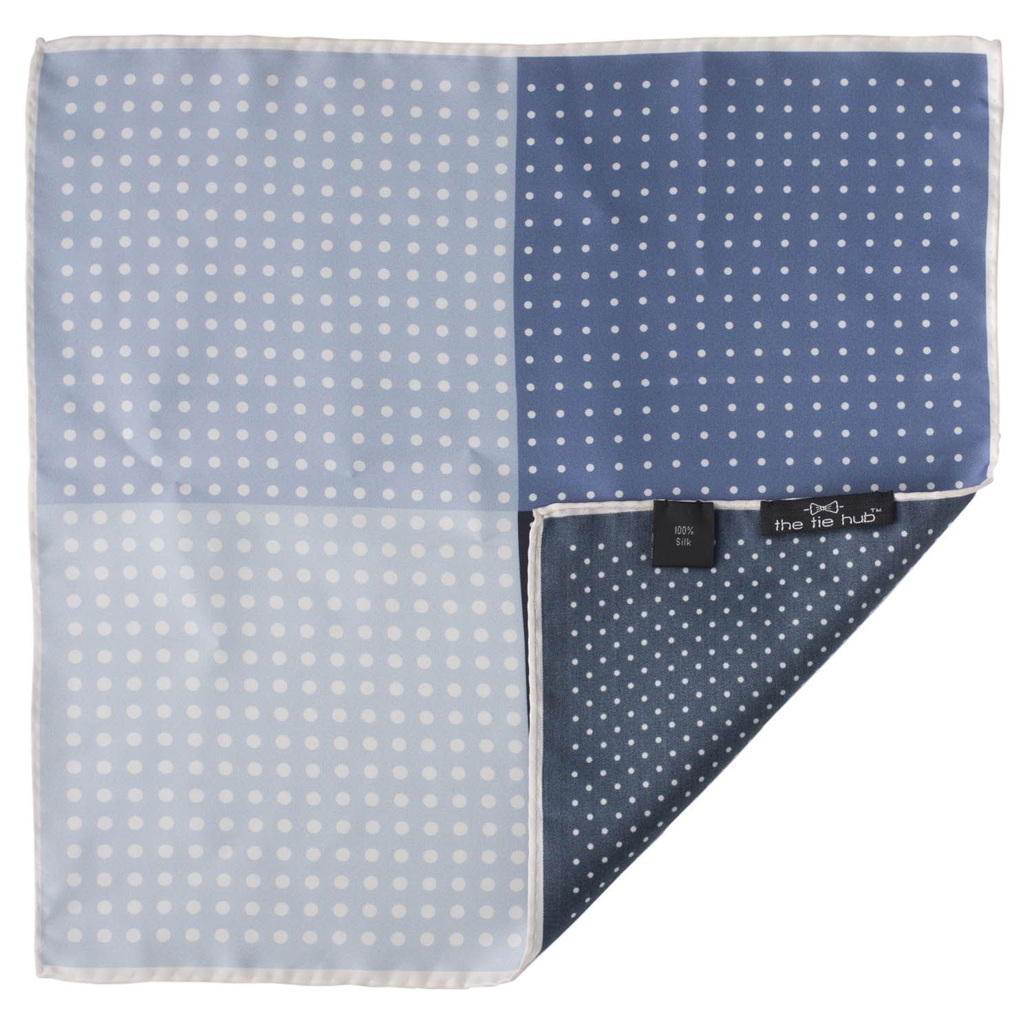 Blue Polka Dot Italian Silk Pocket Square for Men