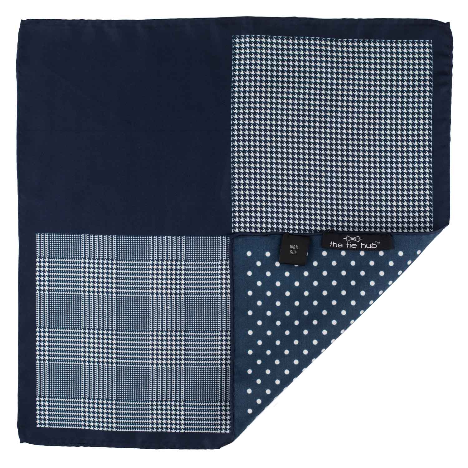 Blue Geometric Italian Silk Pocket Square for Men
