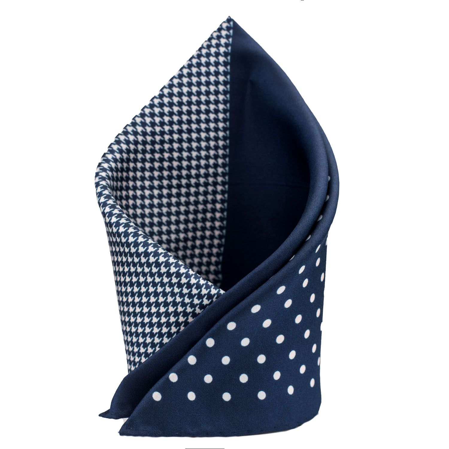 Blue Geometric Italian Silk Pocket Square for Men
