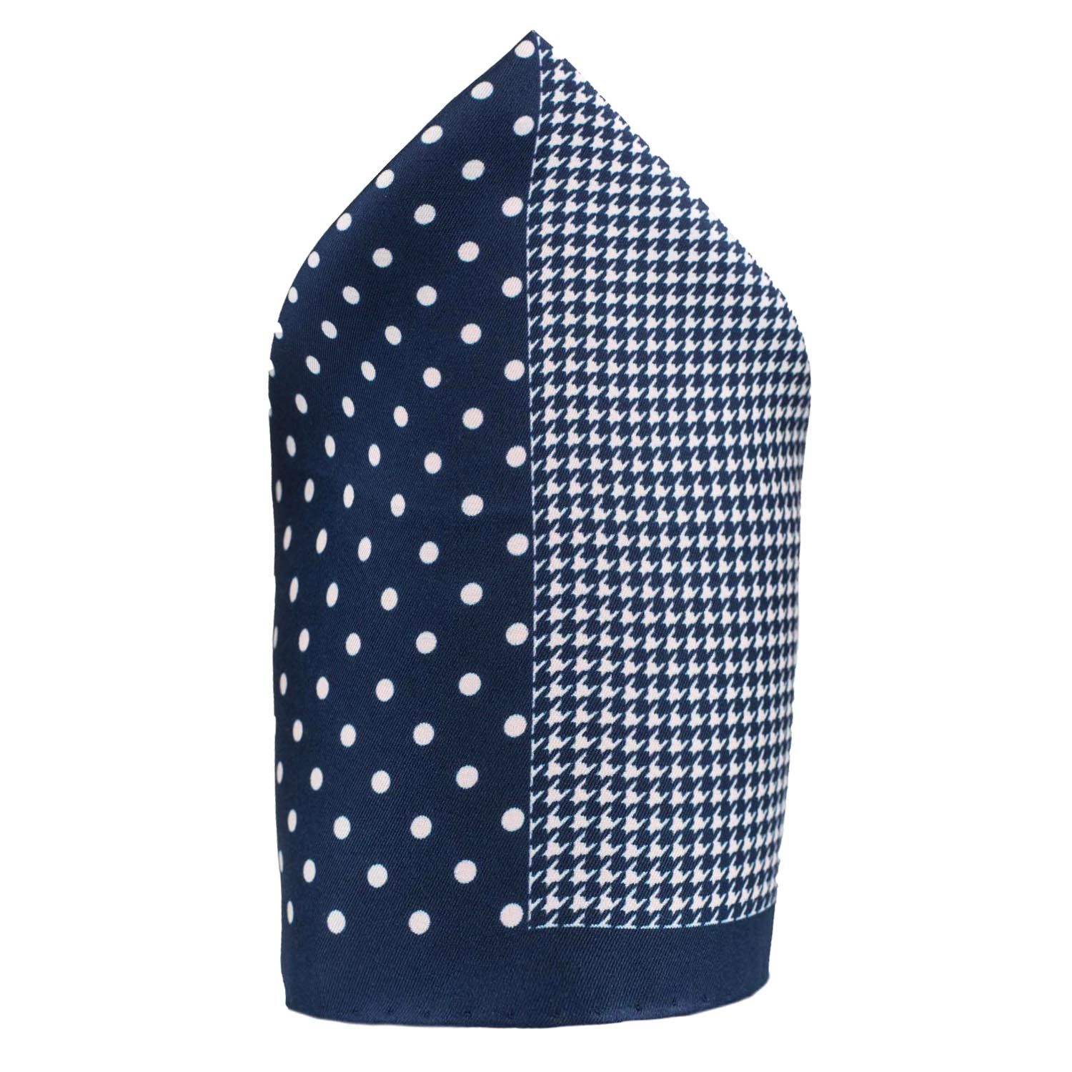 Blue Geometric Italian Silk Pocket Square for Men
