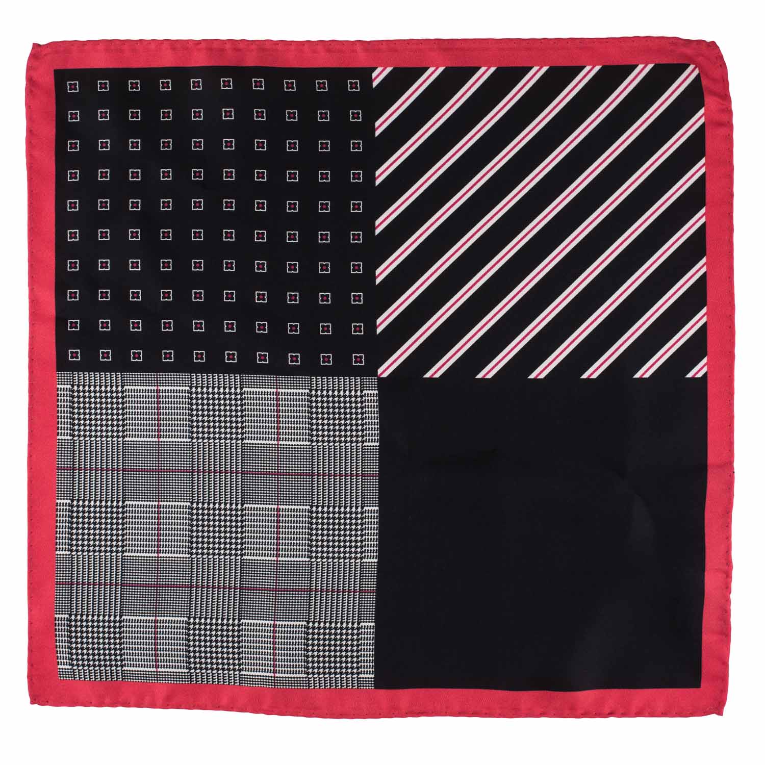 Red Geometric Italian Silk Pocket Square for Men