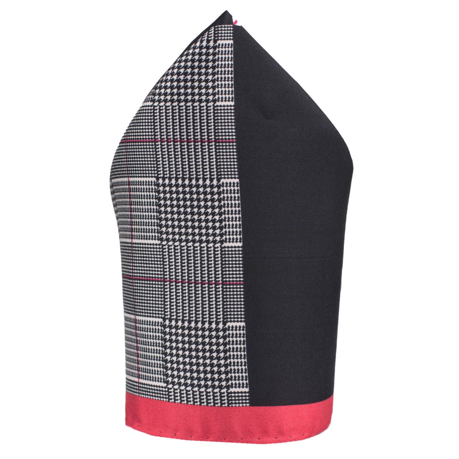 Red Geometric Italian Silk Pocket Square for Men