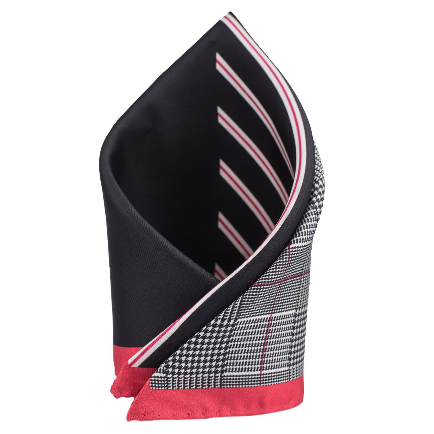 Red Geometric Italian Silk Pocket Square for Men