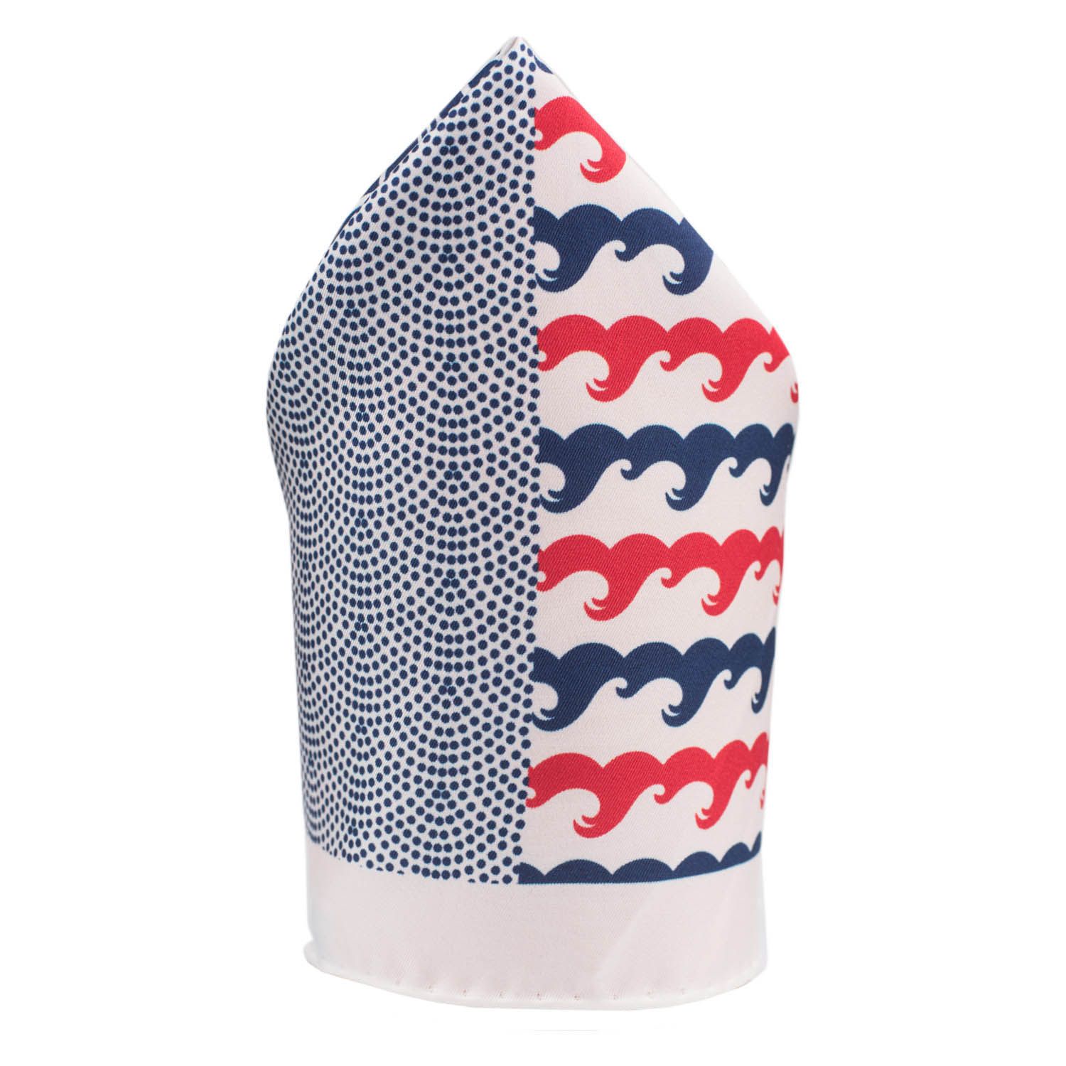 White Geometric Italian Silk Pocket Square for Men