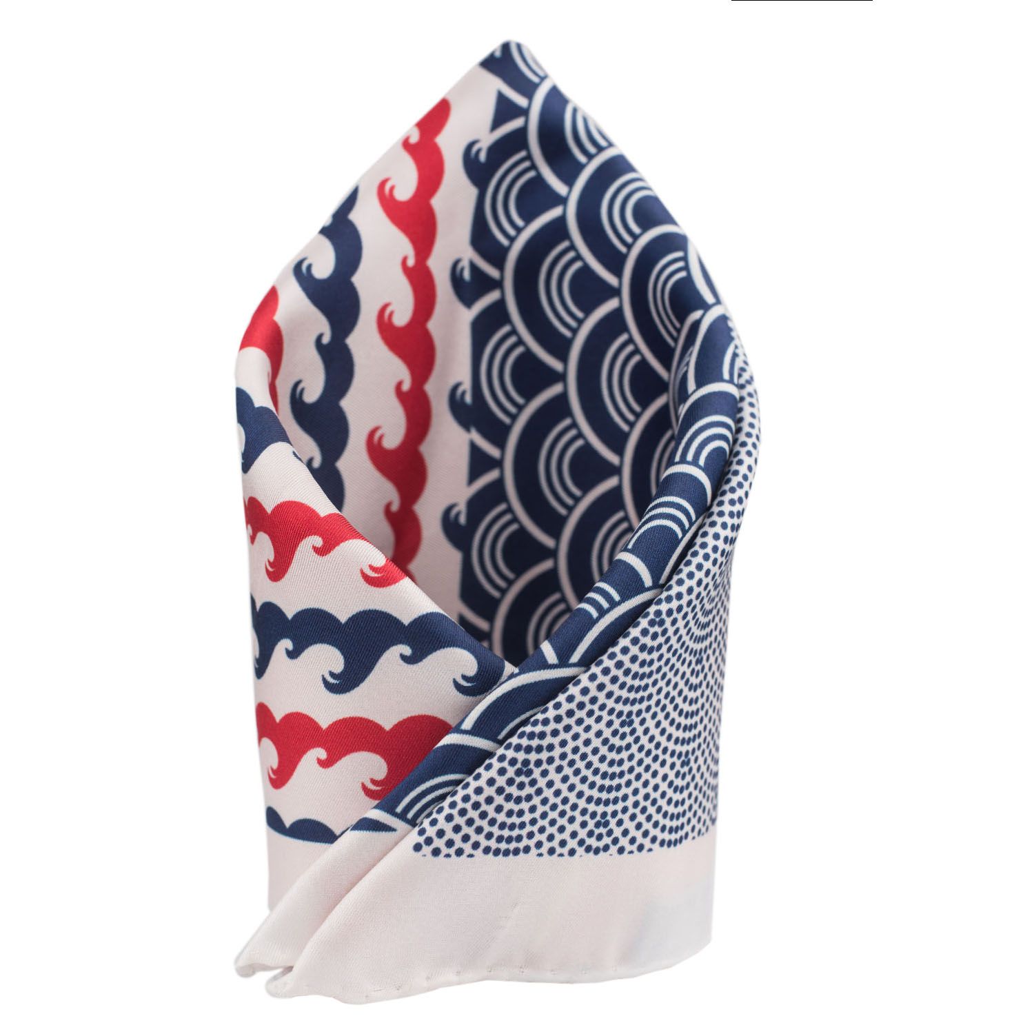 White Geometric Italian Silk Pocket Square for Men
