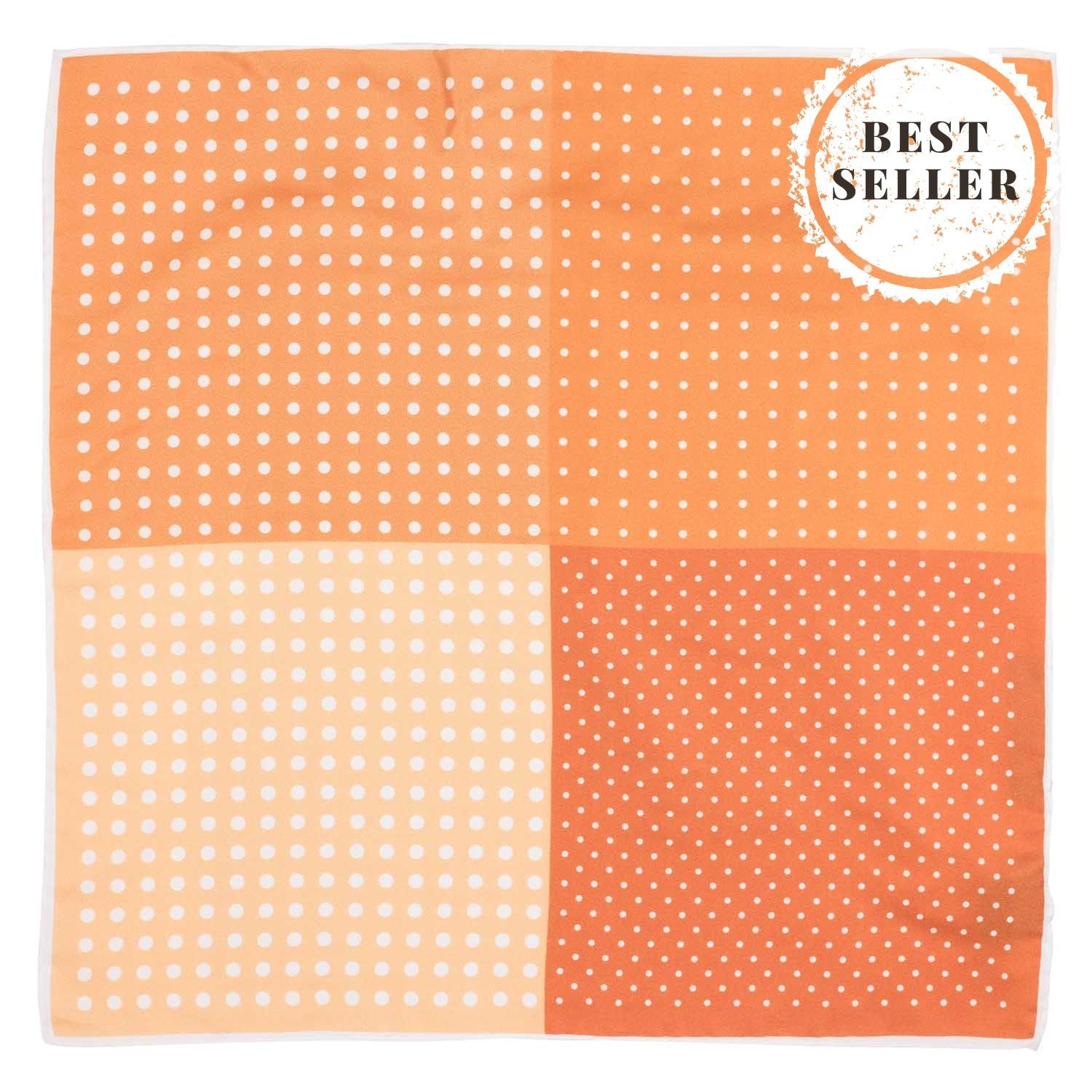 Orange Polka Dot Italian Silk Pocket Square for Men