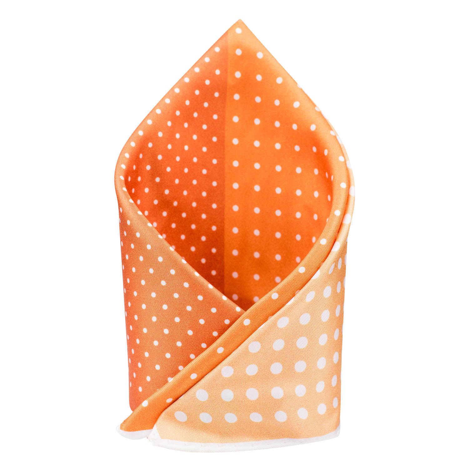 Orange Polka Dot Italian Silk Pocket Square for Men