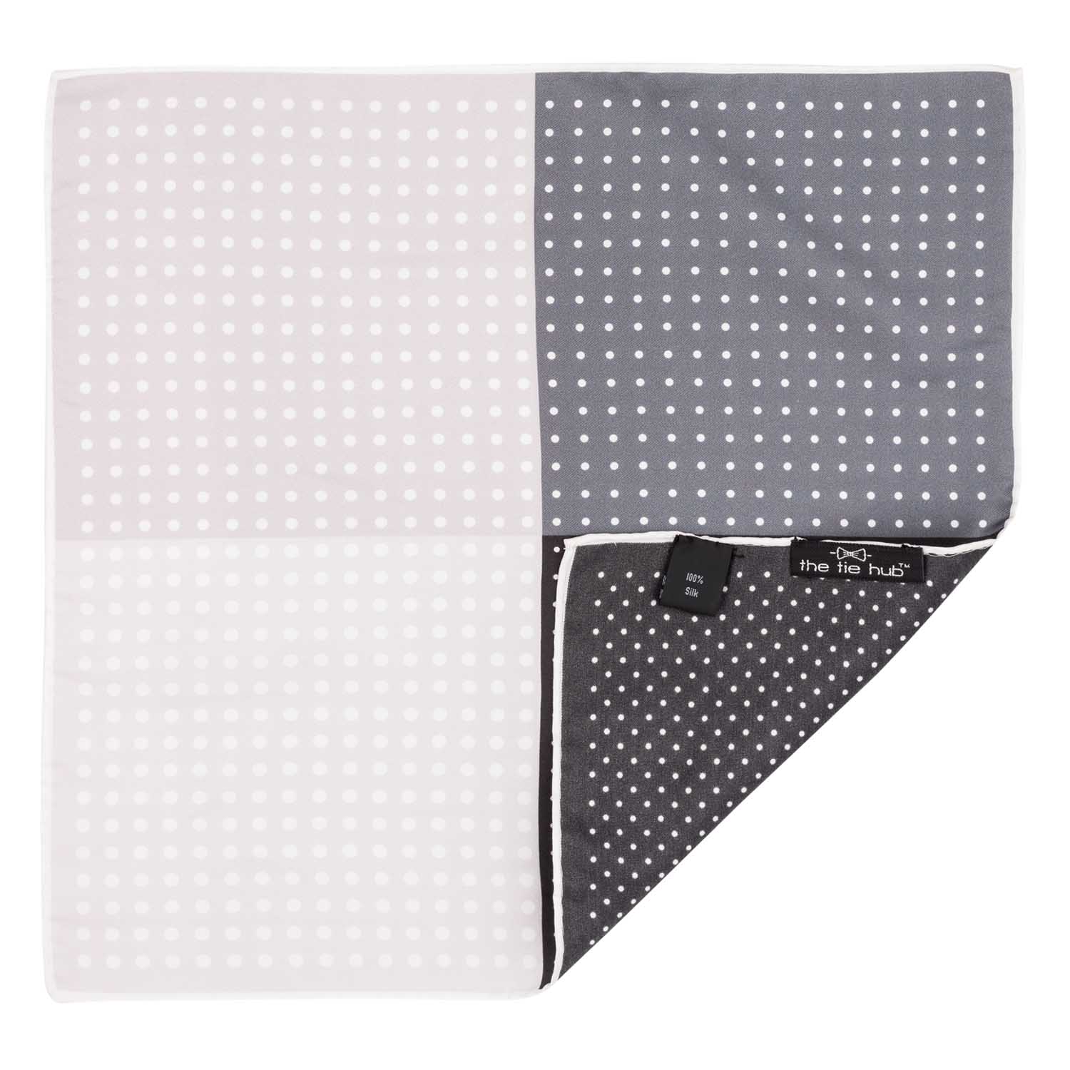 Grey Polka Dot Italian Silk Pocket Square for Men