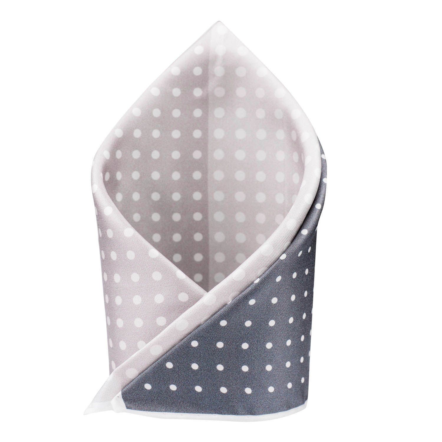 Grey Polka Dot Italian Silk Pocket Square for Men